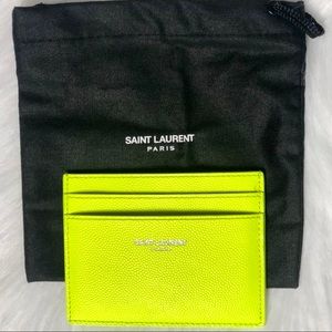 Saint Laurent Neon Yellow Credit Card Holder 🔥😍